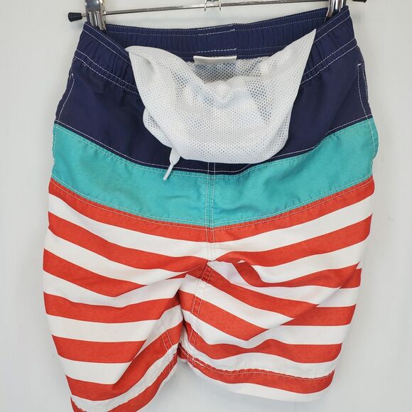 Hanna Anderson Swim Trunks Red White Striped Blue Boys US 6-7 Mesh Drawstring - Picture 9 of 9